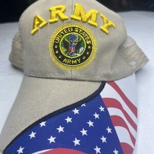 US ARMY Hat Men's Baseball Cap Green American Flag Adjustable Touch Fastener